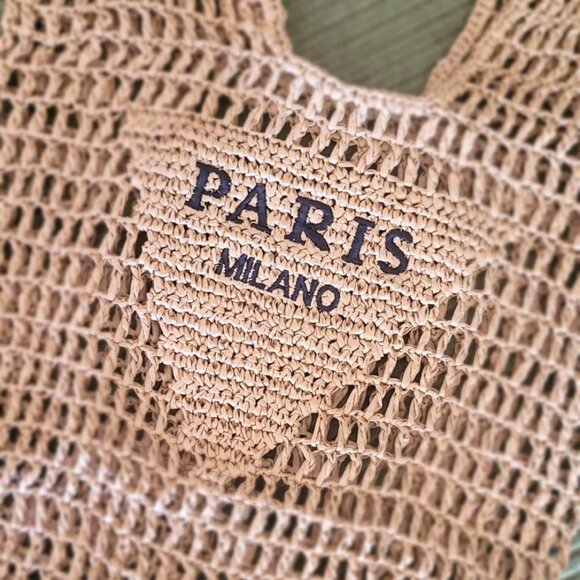 NEIMAN MARCUS Paris Milano Straw Beach Bag - Picture 4 of 5